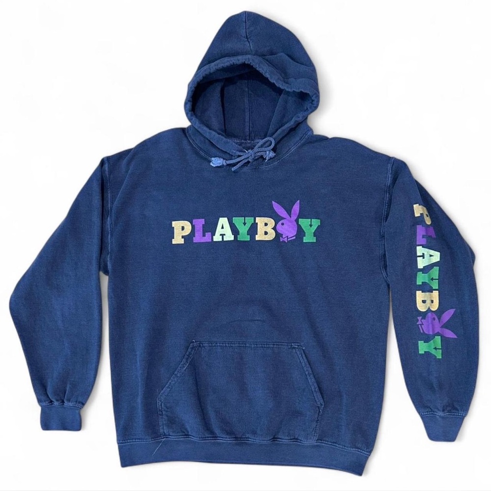 PLAYBOY Navy Hoodie with Multicolor Logo